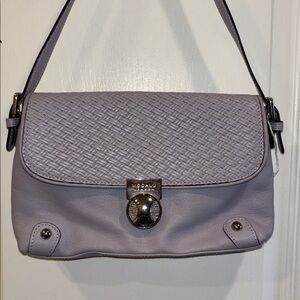 MODALU OF LONDON LILAC COLORED LEATHER HANDBAG SILVER BUCKLE AND HARDWARE